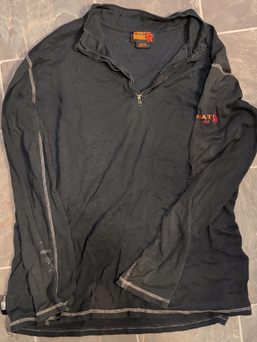Ariat Work FR Black Long Sleeve Quarter Zip-USED-see Pictures For Flaws